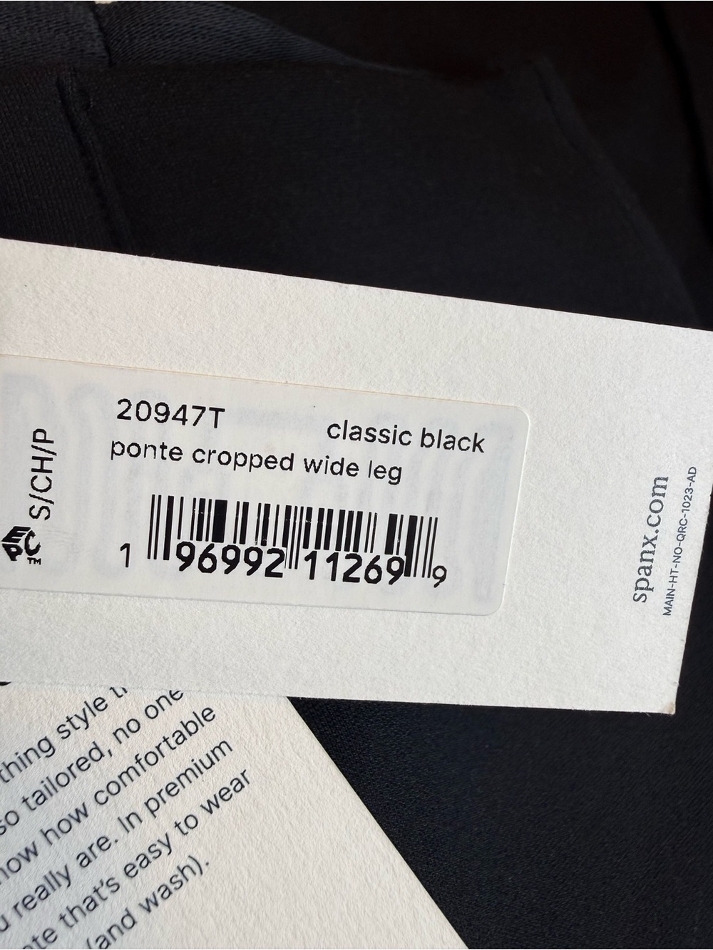 SPANX Perfect Pull On Crop Wide Leg Ponte Pants Black Petite NWT Size SP - Picture 9 of 14
